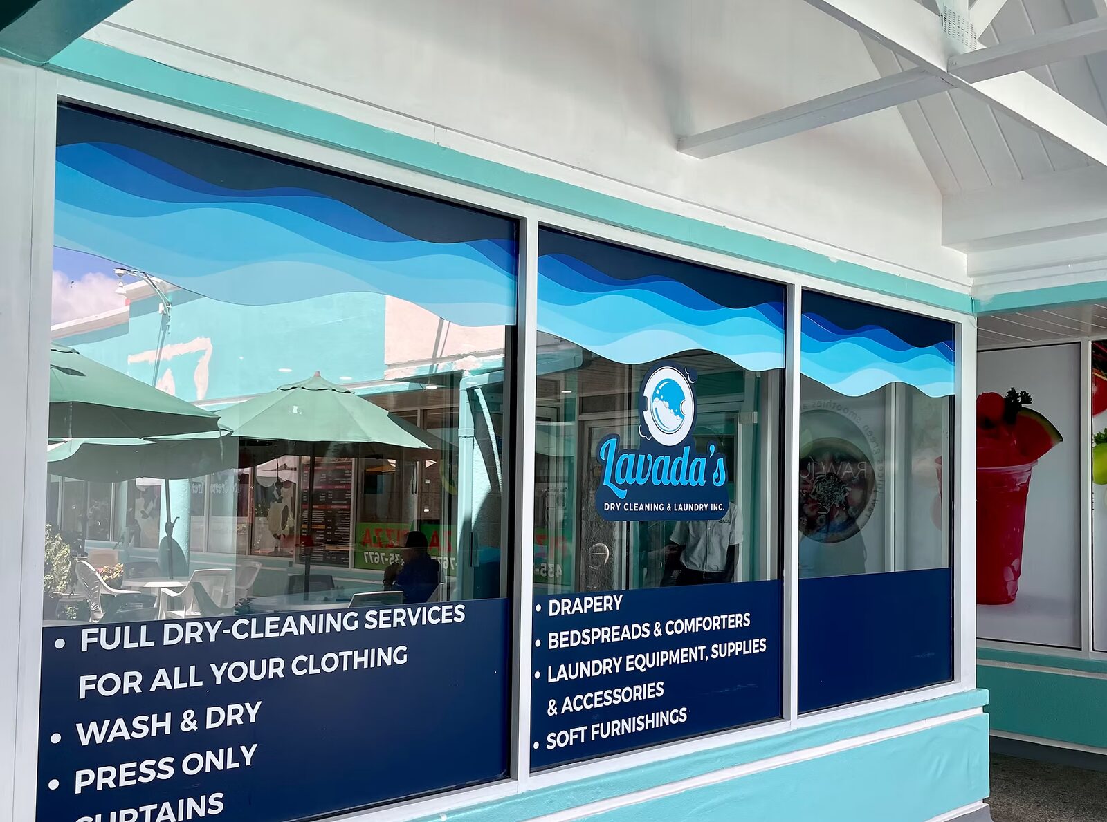 Lavada's Laundry storefront at Quayside Centre, Rockley